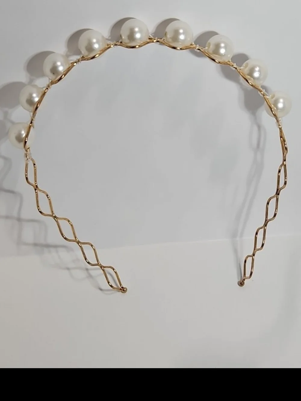 Gold Faux Pearl Wave Headband